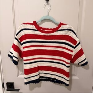 Universal Thread Striped Cropped Knit Top
